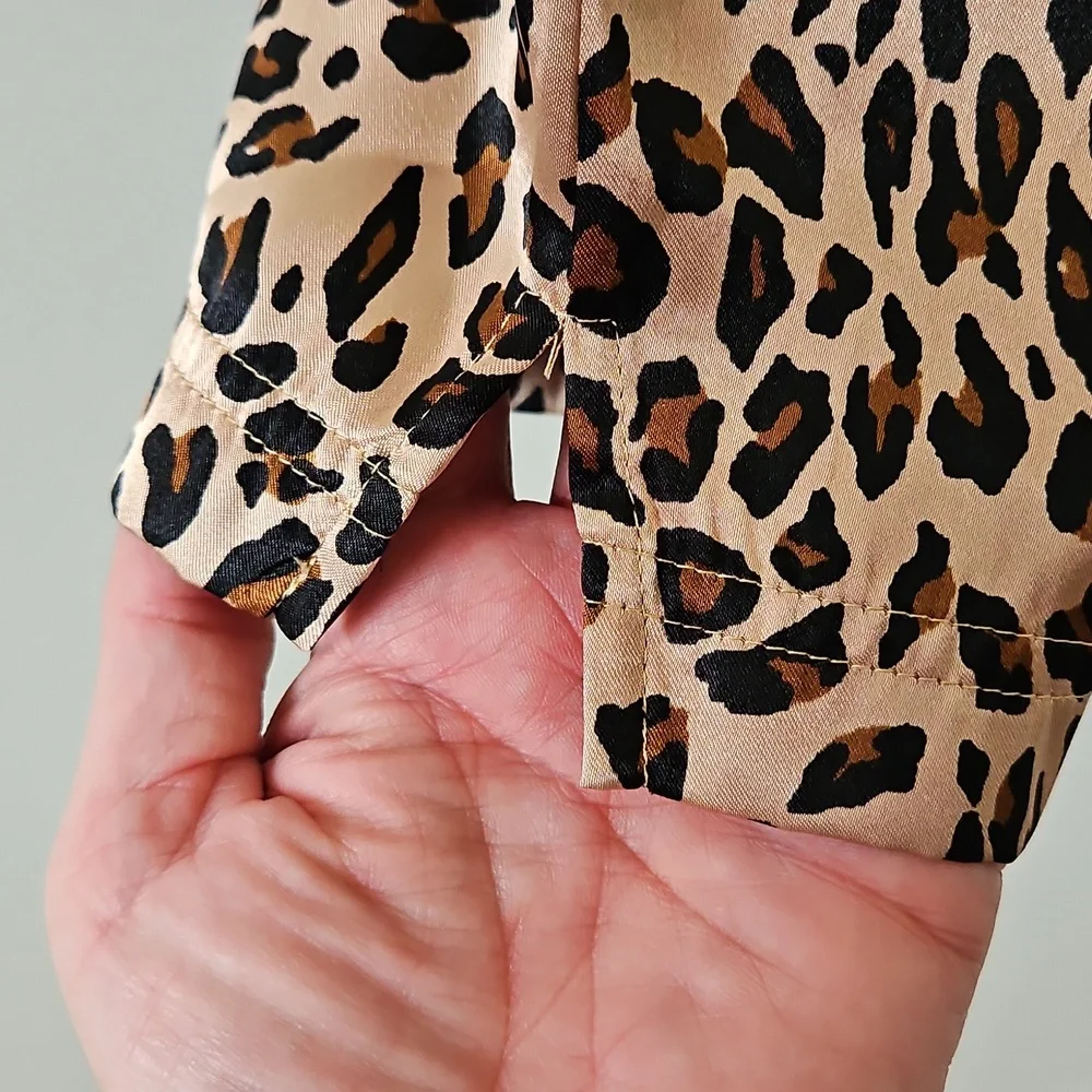 Cheetah Print Flowy Satin Lounge Pants Size Large‎